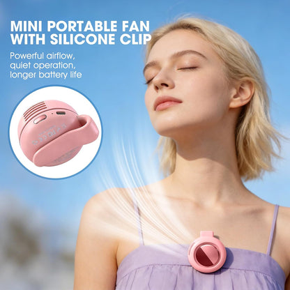 VoxClassic™ Rechargeable Bladeless Mini Portable Fan, Clip-On Hands-Free Neck Fan with 3 Speeds, Silent USB Mobile Accessory for Outdoor & Travel, Mini Travel Products, Rechargeable Bladeless Fan